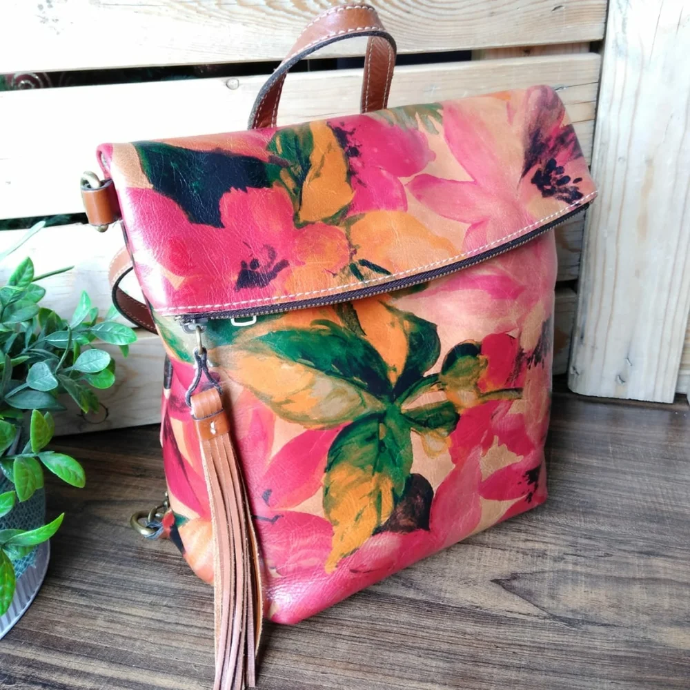 Patricia Nash “Luzille” Floral Leather Backpack in Excellent Condition
